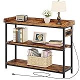 IRONCK Konsolentisch mit Ladestation, Schmaler Beistelltisch mit 3 Ablagen,...