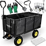 deluxe4home® Bollerwagen bis 550kg Schwarz I Gartenwagen Handwagen Metall...