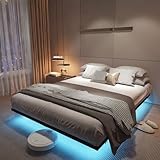 Stonebroo Bettgestell 140x200cm mit Lattenrost, Bett mit Led, Floating Bed...