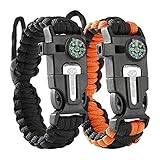 Paracord Armband (2er-Set) - Survival Armbänder mit Kompass, Pfeife,...