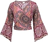 GURU SHOP Kurztop, Boho Blusentop, Wickeltop, Wickelbluse -...