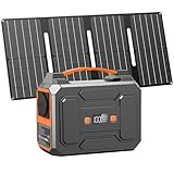 Powkey Powerstation mit Solarpanel 99Wh/27000mAh Tragbare Powerstation mit...