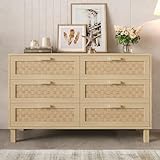 Generisch Naturholz Sideboard mit 6 Rattan-Schubladen & 120cm Breite -...