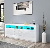 Senvoziii Sideboard Hochglanz Matt Anrichte Schrank mit 2 Türen 3...