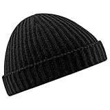 Beechfield Unisex Retro Trawler Winter Beanie Hat Baseballkappe, Schwarz,...