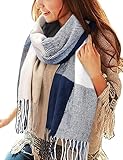 Tuopuda Damen Plaid Dreieckschal Winter, Pashmina Schal Weiche Quaste...