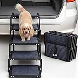 The Fellie Hunderampe Auto Klappbar, 5-stufige Hunderampe mit...