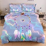 Nuphtun Großes Familienbett-Set 220x240 cm Buntes Windspiel, 3D Microfaser...