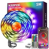 KSIPZE Led Streifen 5m RGB LED Strip mit Fernbedienung Bluetooth Musik Sync...