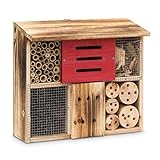 Relaxdays Insektenhotel gebrannt HBT 29 x 33 x 13,5 cm Bienenhotel aus...