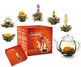 Creano Teeblumen Mix - Geschenkset 'ErblühTee' mit Glaskanne Weißtee (6...