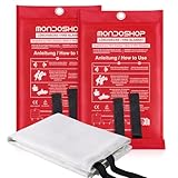 Mondoshop Feuerlöschdecke Küche Löschdecke Fettbrand- 1x1 m Branddecke...