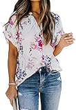 ANCAPELION Damen Sommer Bluse Fashion Tuniken Hemd Kurzarm Shirt Casual...