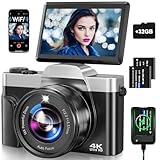 Digitalkamera, 4K 64MP Autofokus Kamera Fotokamera Mit WLAN, 3' 180°...