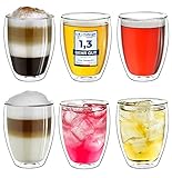 Creano doppelwandige Cappuccino Gläser 250ml - Glas Becher doppelwandig -...