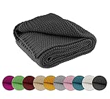 wometo Kuscheldecke Strick 140x190 dunkelgrau - Strickdecke oekoTex warme...