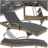 tectake® Polyrattan Sonnenliege, Gartenliege mit 5-Fach Verstellbarer...