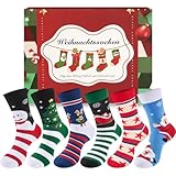 SukModen Weihnachtssocken Damen Herren 6 Paar 37-46, Lustige Socken...