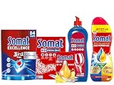 SOMAT Excellence 3in1 Caps 84 Stück 1,52 kg + Duo Power Gel 992 ml + 5in1...