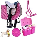 My Sweet Pony® Kinder Shettysattel-Set Pink Flower + Halfter + Führstrick...