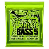 Ernie Ball Regular Slinky Nickelwound 5-Saiten E-Basssaiten Saitenstärke...