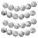 VIKY Disco Deko Girlande Silber, 2 Stück Glitzer Discokugel Deko Girlande...
