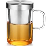 ecooe 500 ml(volle Kapazität) Glas Tasse mit Silberne Edelstahl Sieb und...