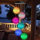 iShabao Solar Windspiel Garten, 6 LED Kugel Solar Farbwechsel,...