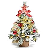 Weihnachtsbaum Künstlich Klein 45 cm, Mini Christbaum mit 30 warmweißen...