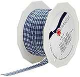 PRÄSENT VICHY Geschenkband royalblau / weiß, 20 m Dekoband zum Verzieren...