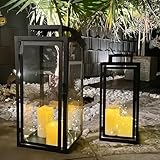 2er Set Gartenlaterne Windlicht Laterne Laternen Metalllaterne Set...