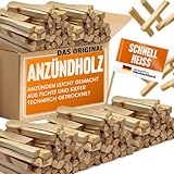 Premium Anzündholz 18kg (4X 4,5kg Säcke) – Ofenfertig aus Fichte |...