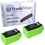 2x Trade-Shop Li-Ion Akku 40V / 4000mAh / 160Wh kompatibel mit Greenworks...