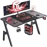 HLONONE Gaming Schreibtisch 120 x 60cm, Gaming Tisch, Stabiler PC...