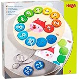 HABA 305288 - Fädelspiel Regenbogenraupe, Fädelspiel ab 3 Jahren, bunt