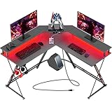 SEVEN WARRIOR Gaming Tisch L Form, Gaming Schreibtisch mit Steckdose, LED,...