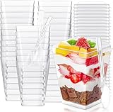 Pavlleen 40 Stück Desserttasse,mit Deckel und Löffeln, 5 OZ /160ML Klar...