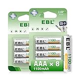 EBL AAA Akku 1100mAh mit hoher Kapazität, AAA wiederaufladbar...