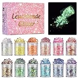 DealKits Glitzer Gesicht, 12 Farben Fluoreszierendes Chunky Sequin Festival...