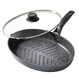 STONELINE XXL Pfanne Oval Fischpfanne Schnitzelpfanne 35 x 24 cm, Aluguss...