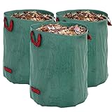 Outsunny Gartensack 3x300L wasserdicht Gartenabfallsack mit Griffe, stabil...