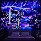 Schwarzlicht Skelett Wandteppich Fantasy Neon Dinosaurier Wandteppich UV...