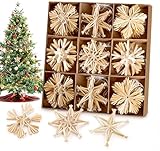 HOUISM 45-teiliges Strohsterne Set, Schneeflocke Christbaumanhänger aus...