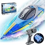 JONRRYIN Ferngesteuertes Boot, RC Boot mit LED-Licht für Pools und Seen,...