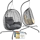 Hängesessel mit Gestell; Hängekorb Sessel; Schwebeliege Rattan Outdoor &...