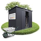 Juskys Metall Geräteschuppen M – Dunkelgrau, wetterfest mit...