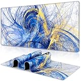 Abetcabe Gaming Mauspad XXL, Mousepad 900 x 400mm, Blaugold Mauspad groß...