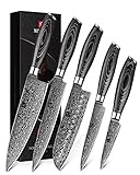 XINZUO 5er Küchenmesser Set 67 Schichten Damaststahl Chefmesser Set, Profi...