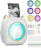 heuchaey Mini Drucker,Mini Fotodrucker für Smartphone,Kabelloser Bluetooth...