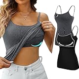 Attraco Spaghetti Top Damen Unterhemd Spaghettiträger Tank Top mit...